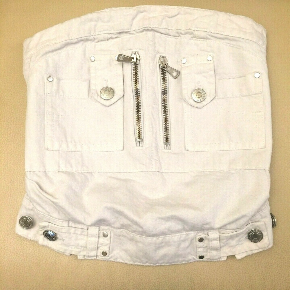 Dsquared2 White Denim Strapless Bustier Corset S